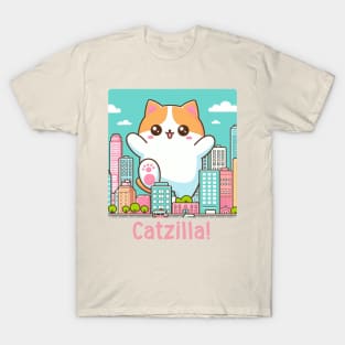 Gigantic Kawaii Catzilla Rampaging City T-Shirt T-Shirt